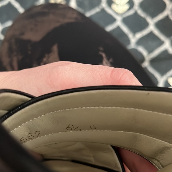 Vintage Alter Ego Black Leather Chunky Heel Open Toe Y2K Slip On Sandal Heels - Picture 7 of 7